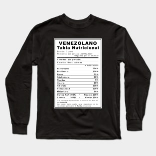 Venezuelan Nutritional Facts - Spanish Long Sleeve T-Shirt